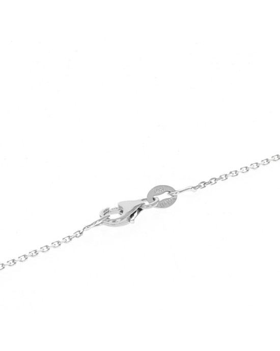 Black and White Diamond Open Heart Drop Necklace in White Gold